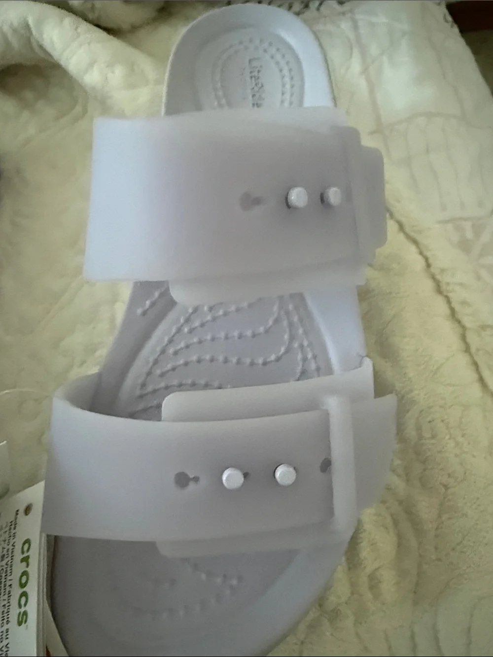 CROCS Kids Brooklyn Buckle Frosted Wedge Sandals - Light Lavender
